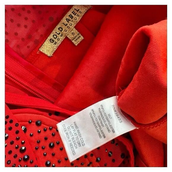 Gold Label Red Black Beaded Sleeveless Bodycon Mini Dress (S) - Picture 7 of 9